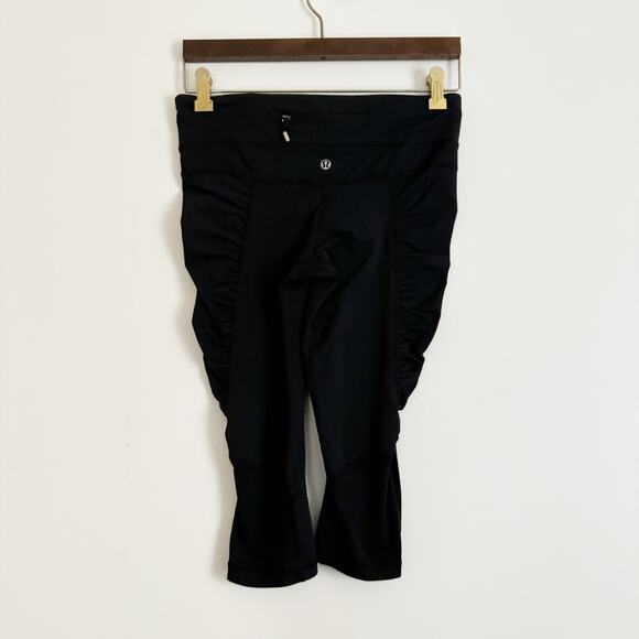 LULULEMON Run Zoom Ruched Crop Leggings Black 6 - Picture 4 of 7